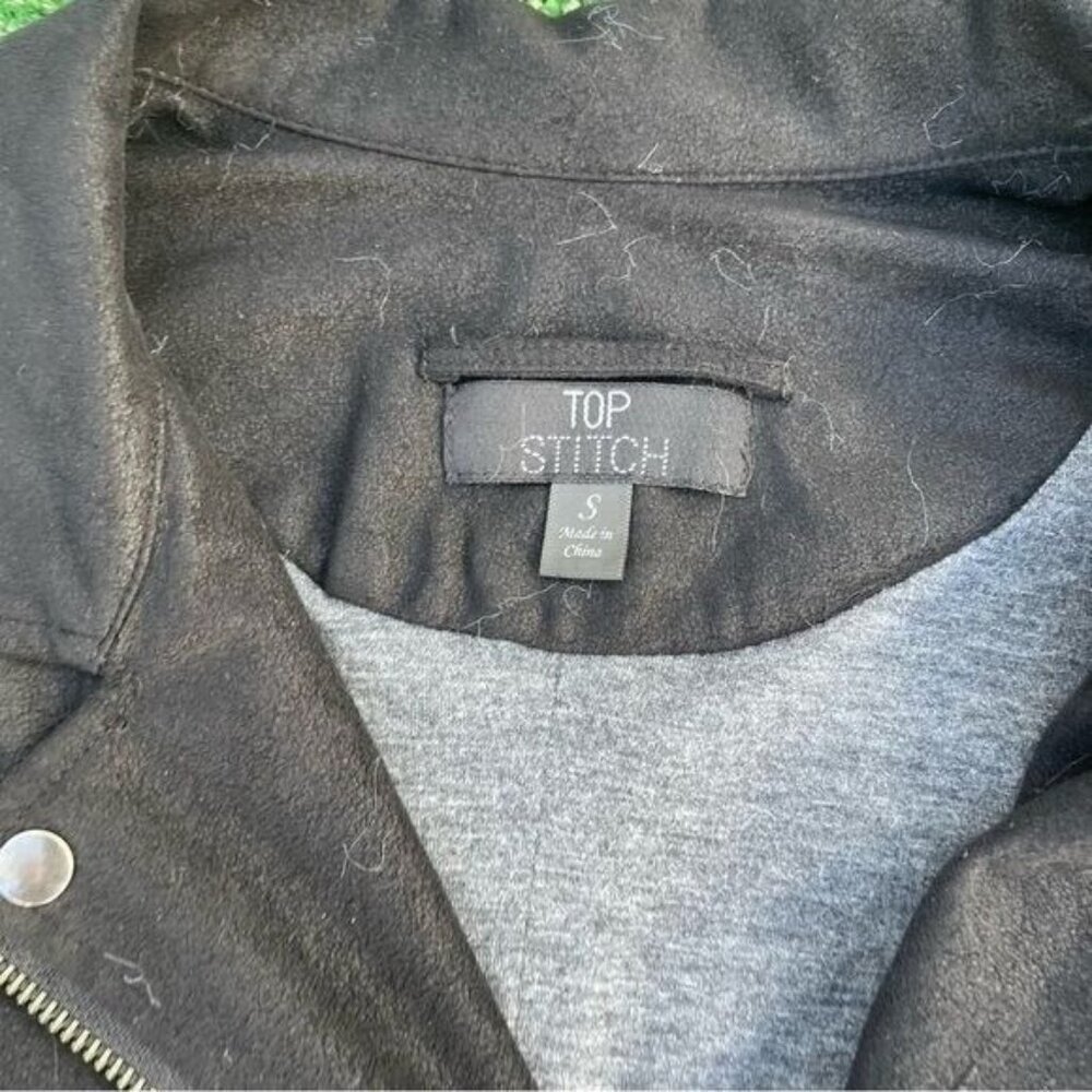 Top Stitch Black Women's Motto Inspired Lightweight Jacket Faux Suede Size S - Picture 8 of 9